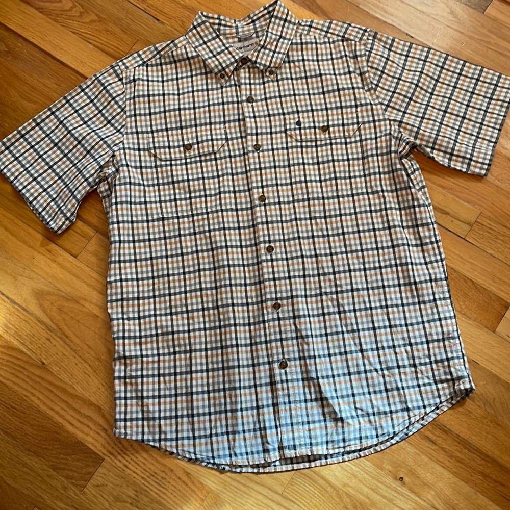 Carhartt Short Sleeve Button Down Plaid Shirt. 
Relaxed Fit/Size Large. Like New